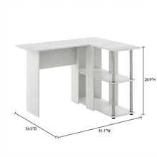 White Oak L-Shape Desk, Bookshelf And Stainless Steel Tubes For Office Spaces