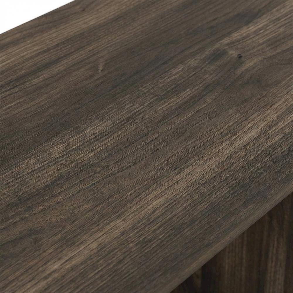 Wooden Compact Computer Desk, Columbia Walnut And Black Finish, Modern Design