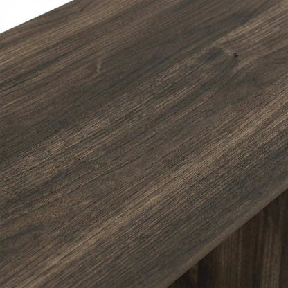Wooden Compact Computer Desk, Columbia Walnut And Black Finish, Modern Design