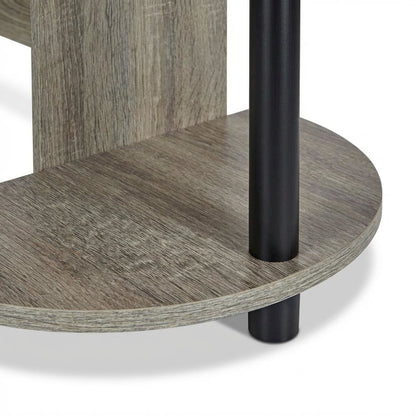 Compact Computer Desk in French Oak Grey, Black, Sleek Design, Sturdy