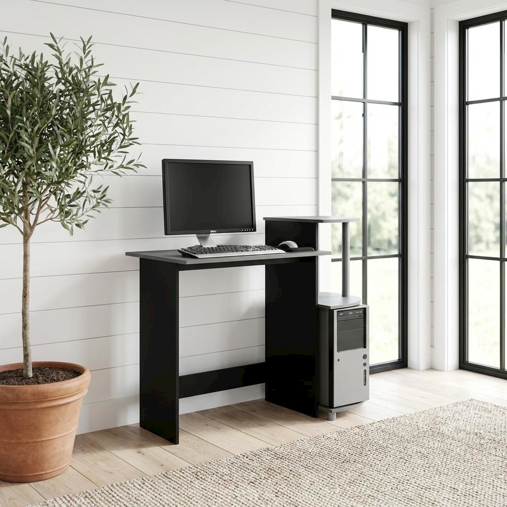Black/Grey Compact Computer Desk with Modern Workspace Design