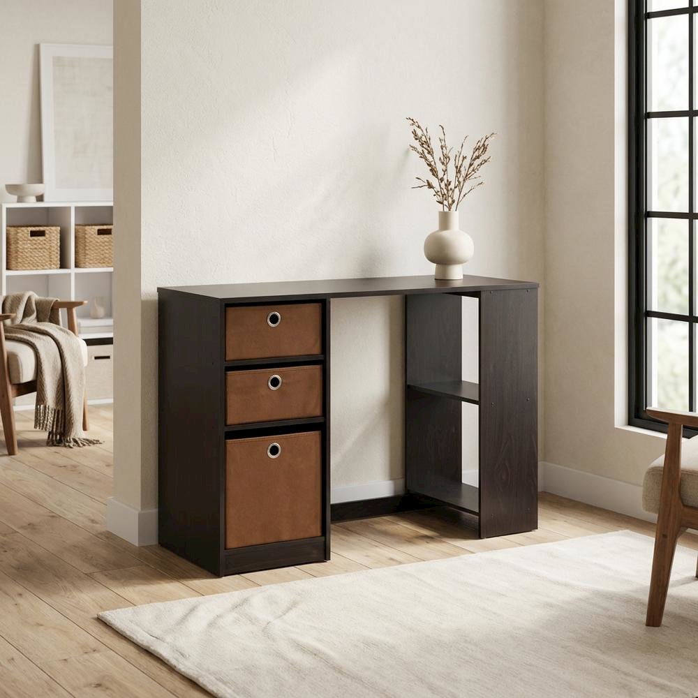 Modern Espresso Computer Desk with Spacious Surface and Sturdy Build