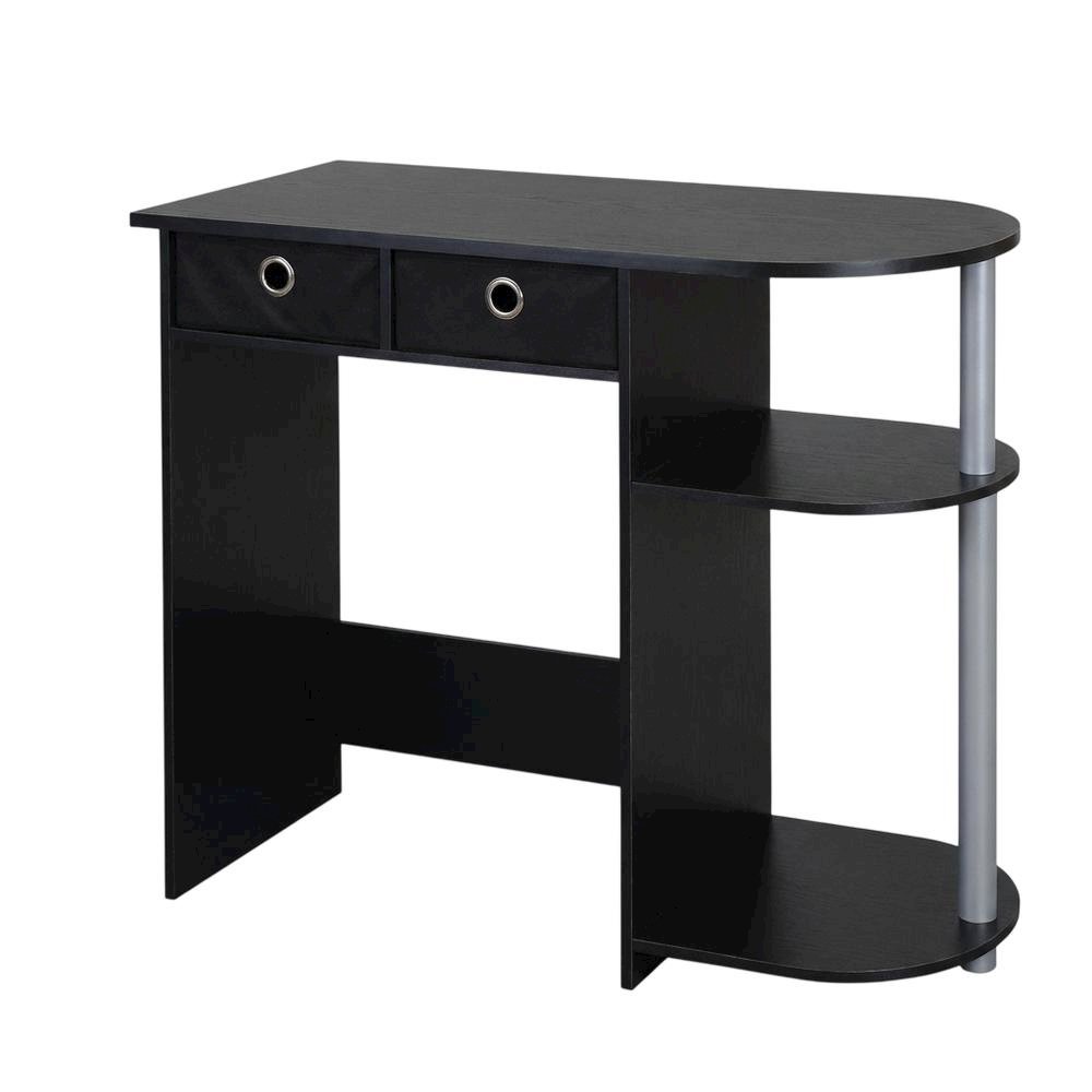 Black and Grey Computer Desk with Spacious Surface and Modern Design