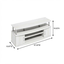 White wood entertainment center for TVs up to 55 inches with ample storage space