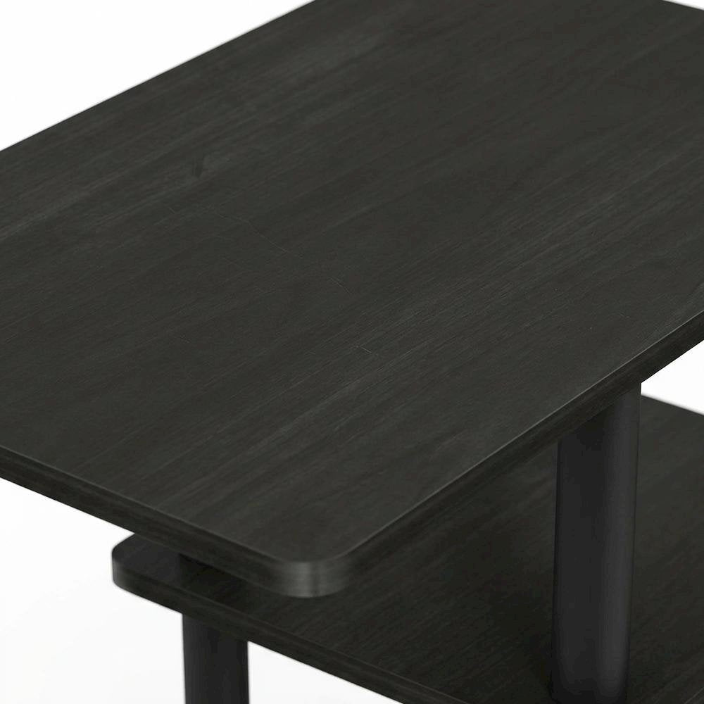 Espresso, U-Shape Sofa Side Table, Rolling Casters