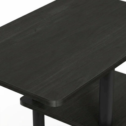 Espresso, U-Shape Sofa Side Table, Rolling Casters