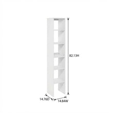 White Storage Shelf Tower with 3 Hanging Bars, 82 Inch Tall, Closet