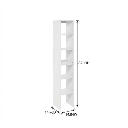 White Storage Shelf Tower with 3 Hanging Bars, 82 Inch Tall, Closet