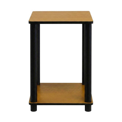 Light Cherry and Black End Table with Modern Design
