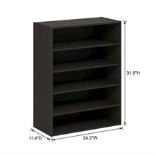 White 5-Tier Stackable Shoe Organizer, Engineered Wood, Modular Expandable