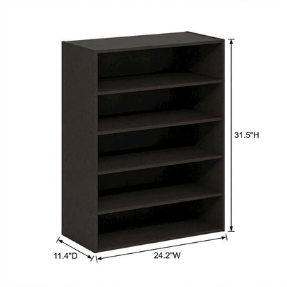 White 5-Tier Stackable Shoe Organizer, Engineered Wood, Modular Expandable