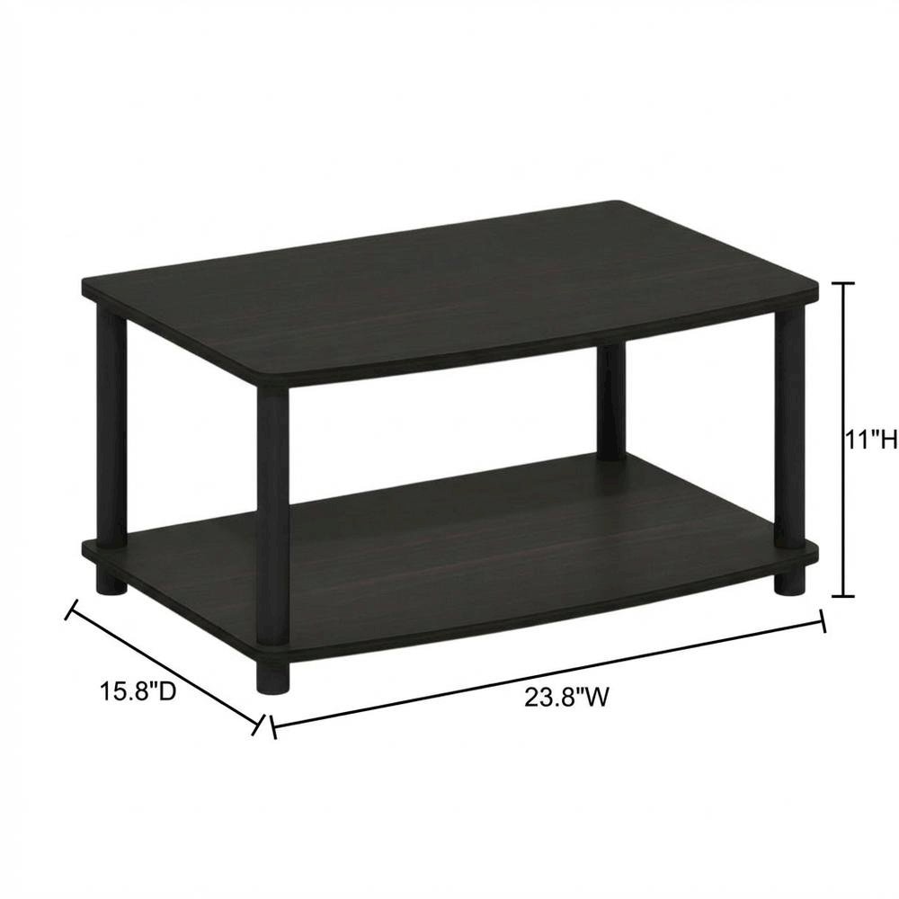 Espresso/Black Turn-N-Tube 2-Tier Elevated TV Stand with No Tools Assembly