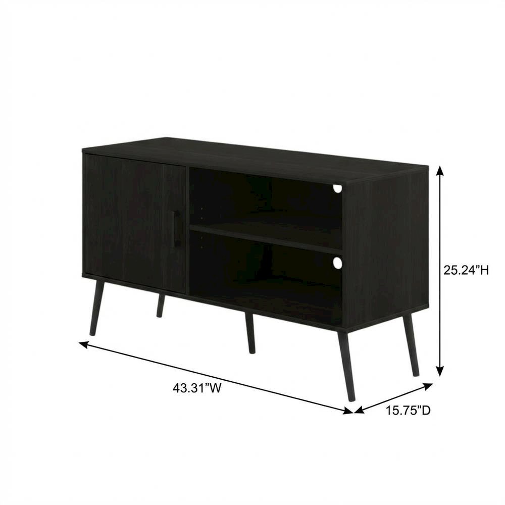 Espresso Wood TV Stand with One Cabinet and Shelves for Living Room