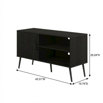 Espresso Wood TV Stand with One Cabinet and Shelves for Living Room