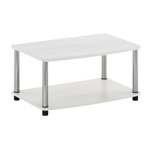 White Oak, Chrome TV Stand, Elevated 2-Tier Design, Wooden Construction