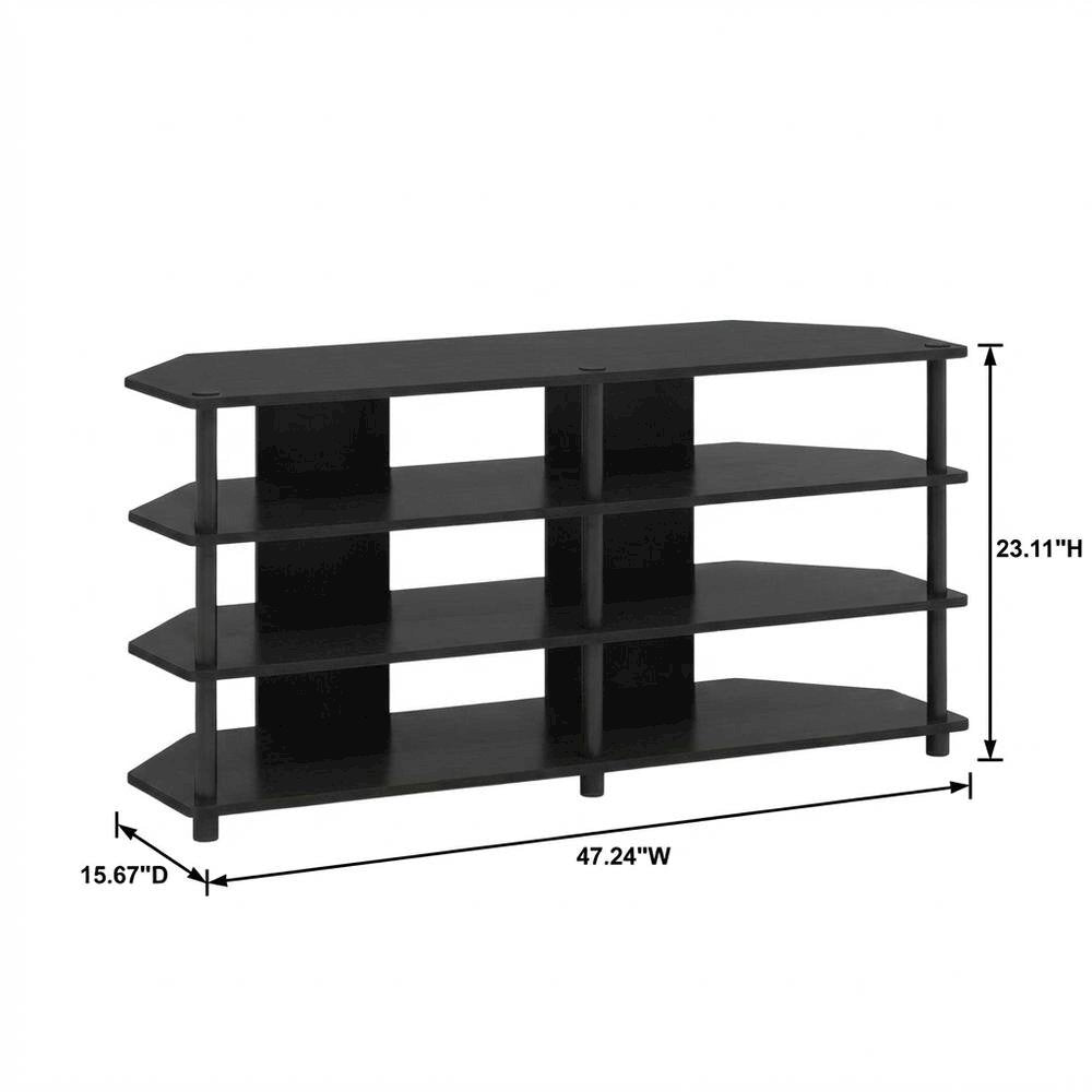 Corner TV Stand for 55-Inch TVs in Blackwood and Black Finish with Easy Assembly