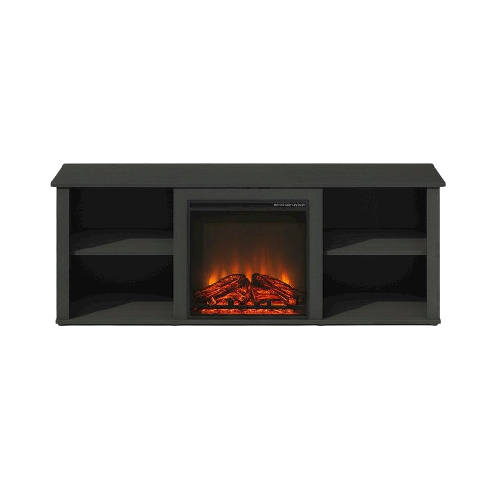 Brown Electric Fireplace TV Stand with Storage for 60-Inch TVs