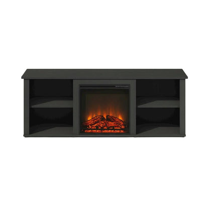 Brown Electric Fireplace TV Stand with Storage for 60-Inch TVs