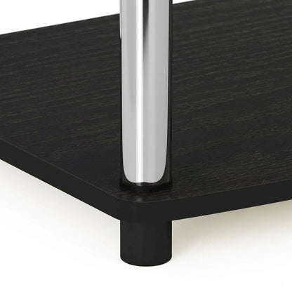 Wooden TV Stand with Americano/Chrome Finish, Elevated Design, No Tools Required