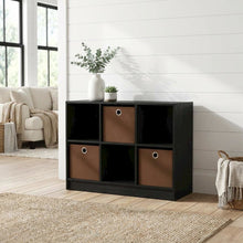 3x2 Wooden Bookcase with Bins in Medium Brown for Organized Storage