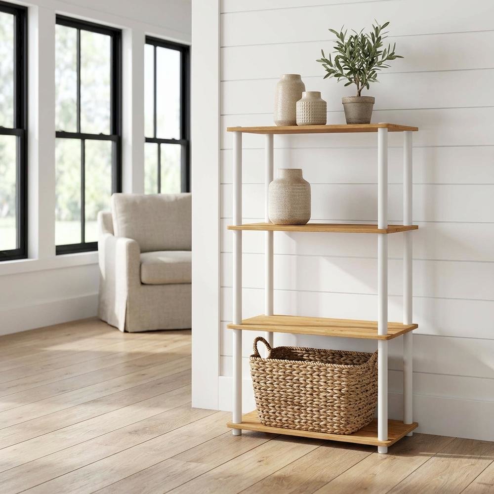 Wooden Bookcase with Open Shelves for Home Office Storage
