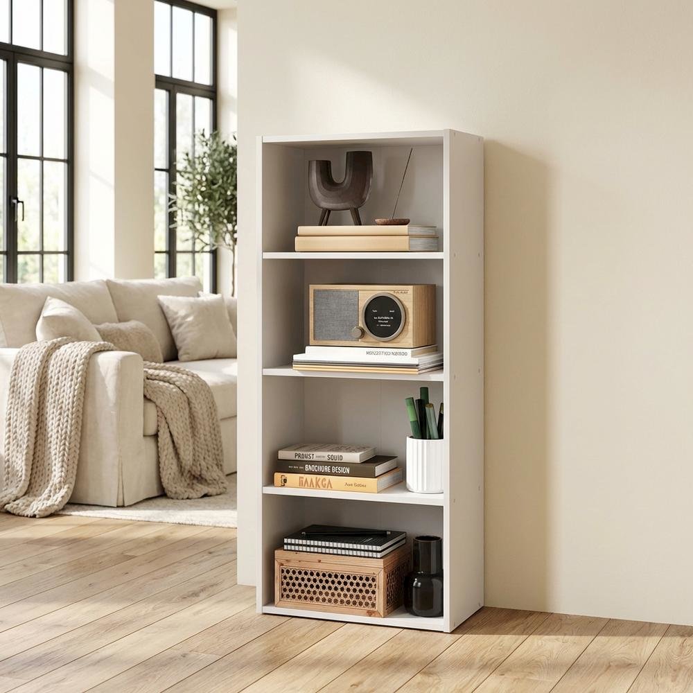 Wooden bookcase with open-back design for versatile storage