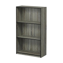 Grey 3-Tier Bookcase with Wood Shelves for Organized Storage