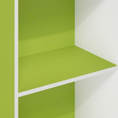 Green 3-Tier Open Shelf Bookcase with Wood Construction for Living Room Storage