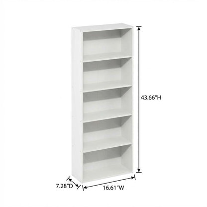 Wooden Bookcase with Adjustable Shelves for Living Room and Office