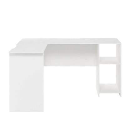 White L-Shaped Desk with Bookshelves for Home Office and Study Space