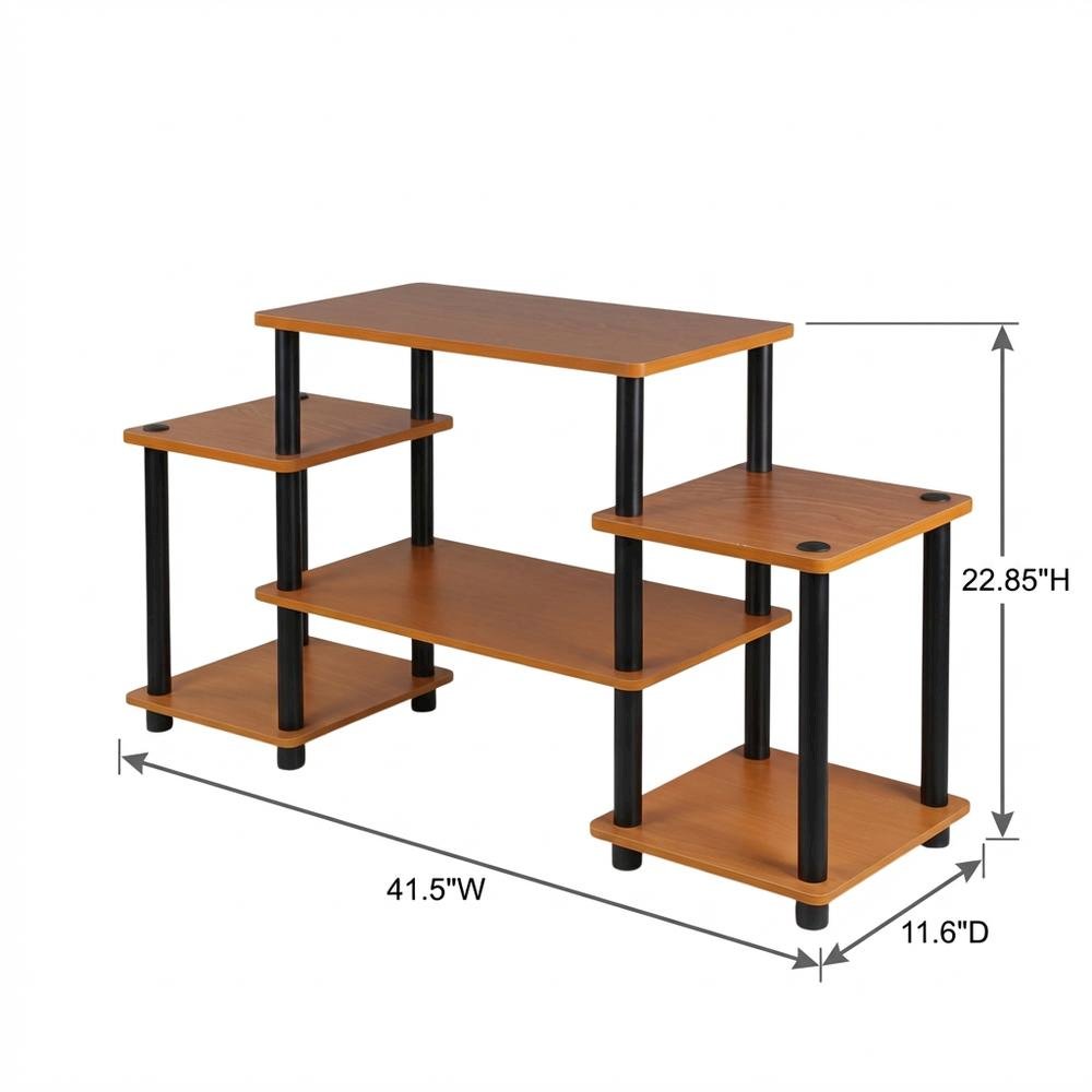 Light Cherry and Black no tools entertainment center with spacious design