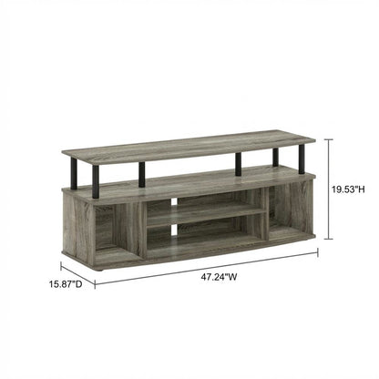 Stylish French Oak and Black Large Entertainment Center for up to 55-inch TV