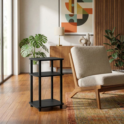 Curve End Table with Black Finish, Modern Design, Easy Assembly