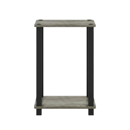 Small French Oak and Black End Table with Stylish Modern Design