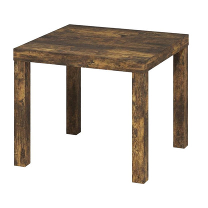 Amber Pine Finish Square End Table with Modern Minimalist Design