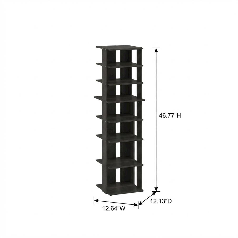 Brown 8-Tier Vertical Shoe Tower, Free Standing Space Saving Closet Organizer