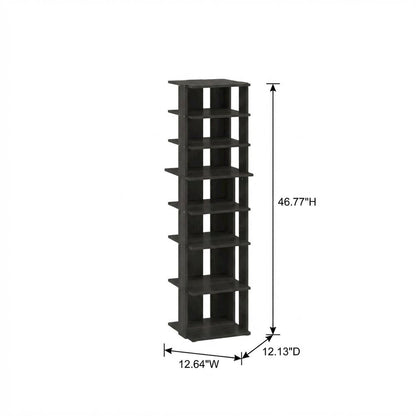 Brown 8-Tier Vertical Shoe Tower, Free Standing Space Saving Closet Organizer