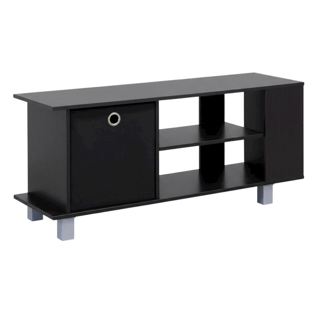 Simplistic TV Stand with Black Espresso Finish and Bin Drawers for Storage