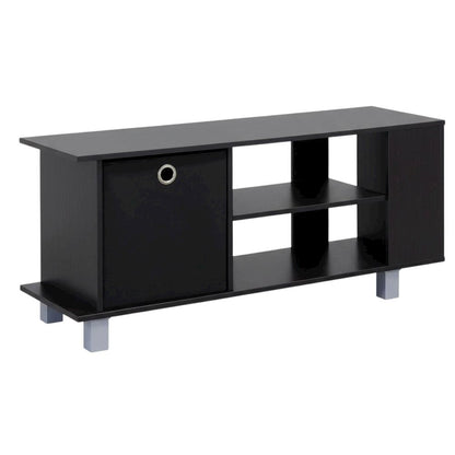 Simplistic TV Stand with Black Espresso Finish and Bin Drawers for Storage