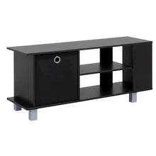 Simplistic TV Stand with Black Espresso Finish and Bin Drawers for Storage