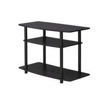 Dark Walnut TV stand with 3-tier open shelves and modern design