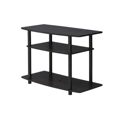 Dark Walnut TV stand with 3-tier open shelves and modern design