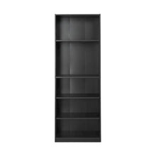 Black 5-Shelf Bookcase with Sturdy Storage and Open Shelving Design