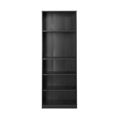 Black 5-Shelf Bookcase with Sturdy Storage and Open Shelving Design