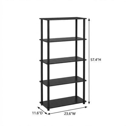 Wooden Bookcase in Finish with Sturdy Shelving for Home or Office Storage
