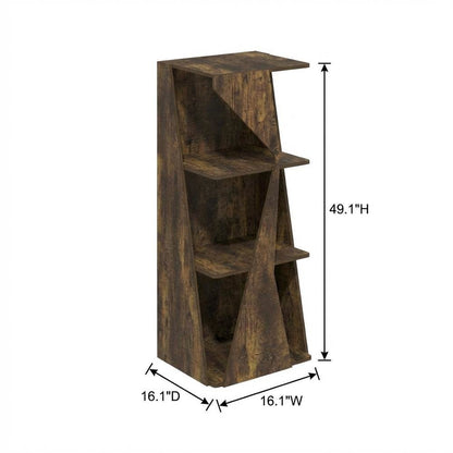 Stackable 2-in-1 Bookshelf with 4-Tier Corner Design and Display Shelf