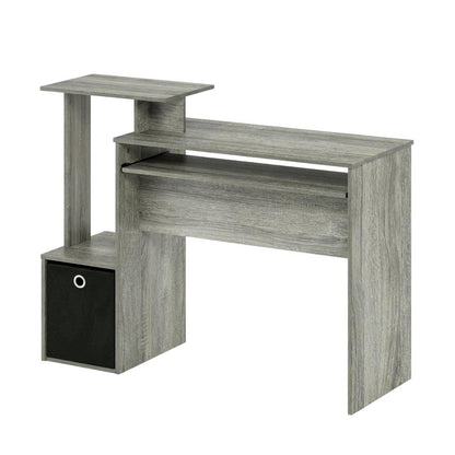Wooden French Oak Finish Home Office Computer Desk with Storage Bin