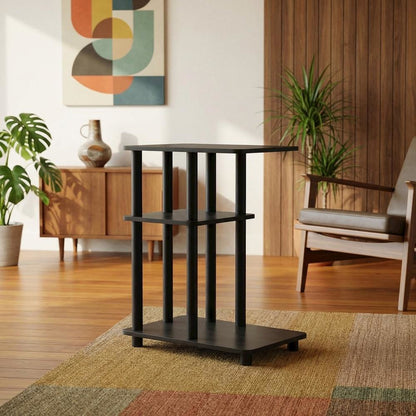 Espresso, C-Shape Side Table, Quality Build, Durable Wood Frame