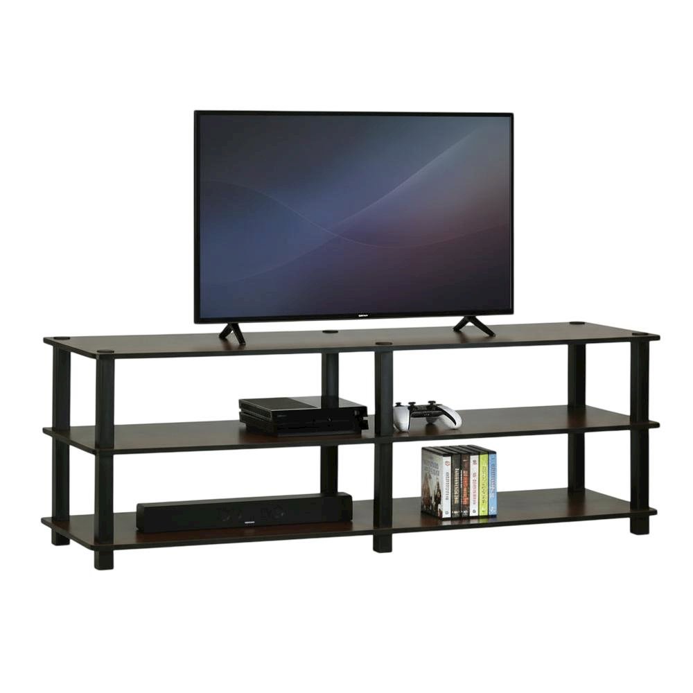 Dark Brown TV Stand with 3-Tier Storage for Entertainment Room