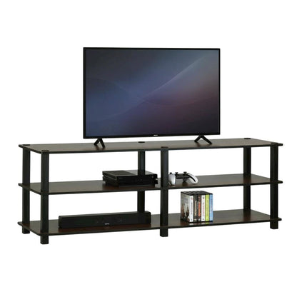 Dark Brown TV Stand with 3-Tier Storage for Entertainment Room